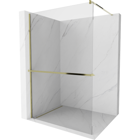Mexen Kioto+ shower wall with shelf Walk-in 130 x 200 cm, transparent, gold - 800-130-121-50-00