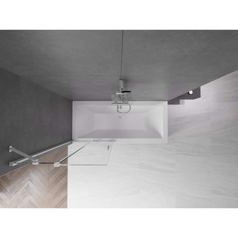 Mexen Velar 2-panel retractable bathtub screen 80 x 150 cm, transparent, chrome - 896-080-000-01-01