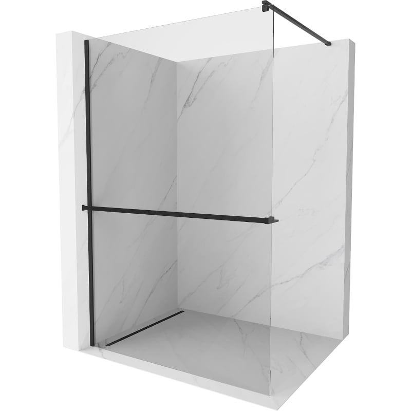 Mexen Kioto+ shower screen with shelf Walk-in 100 x 200 cm, transparent, black - 800-100-121-70-00