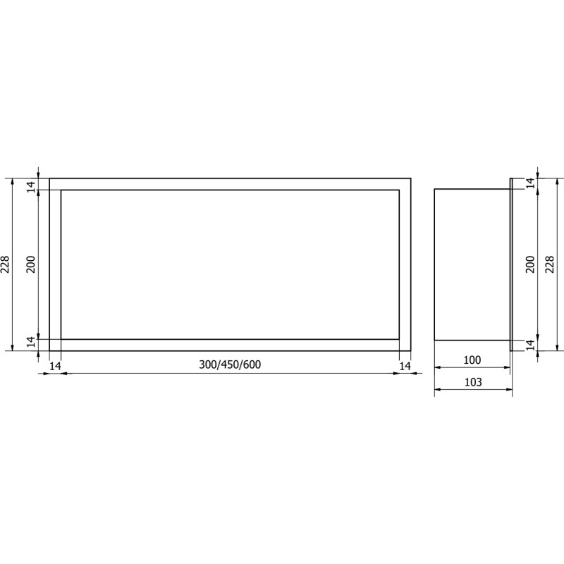 Mexen X-Wall-R recessed shelf with flange 30 x 20 cm, brushed gun gray - 19E0302010