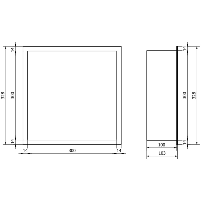 Mexen X-Wall-R recessed shelf with flange 30 x 30 cm, brushed copper - 19C0303010