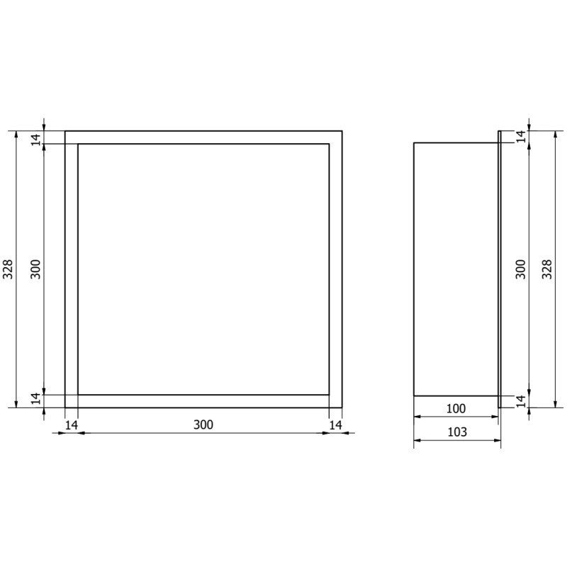 Mexen X-Wall-R recessed shelf with flange 30 x 30 cm, brushed gun gray - 19E0303010