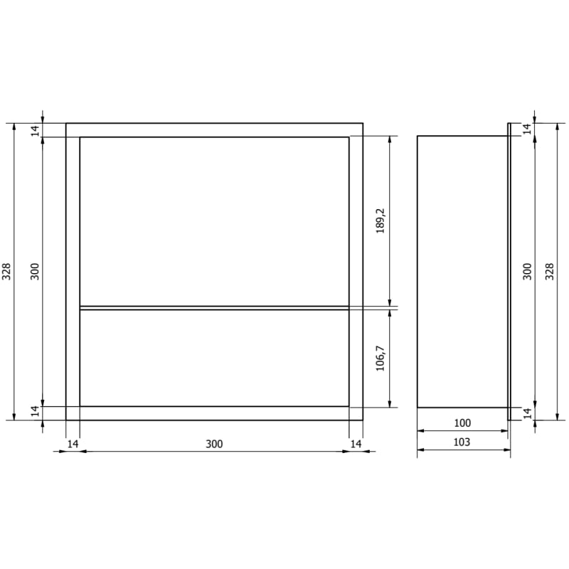 Mexen X-Wall-R recessed shelf with flange and shelf 30 x 30 cm, brushed copper - 19C0303010S