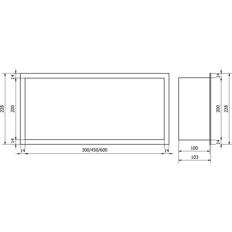 Mexen X-Wall-R recessed shelf with flange 45 x 20 cm, brushed copper - 19C0452010