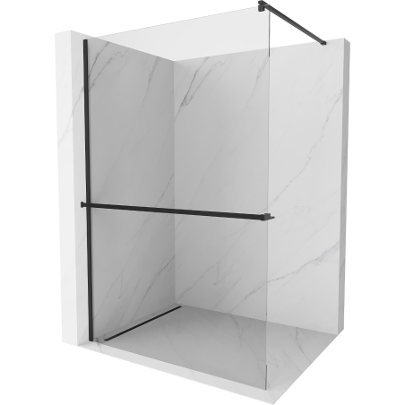 Mexen Kioto+ shower wall with Walk-in shelf 140 x 200 cm, transparent, black - 800-140-121-70-00