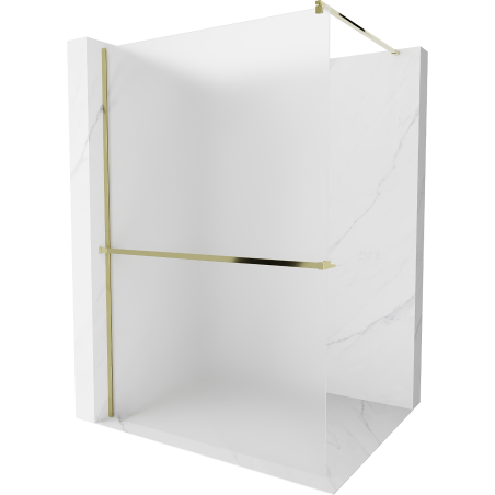 Mexen Kioto+ shower screen with a shelf and rail 80 x 200 cm, Frosted 8 mm, Gold - 800-080-121-50-30