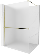Mexen Kioto+ shower screen with a shelf and rail 100 x 200 cm, Frosted 8 mm, Gold - 800-100-121-50-30