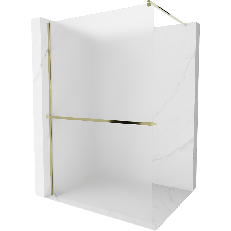 Mexen Kioto+ shower screen with a shelf and rail 120 x 200 cm, Frosted 8 mm, Gold - 800-120-121-50-30