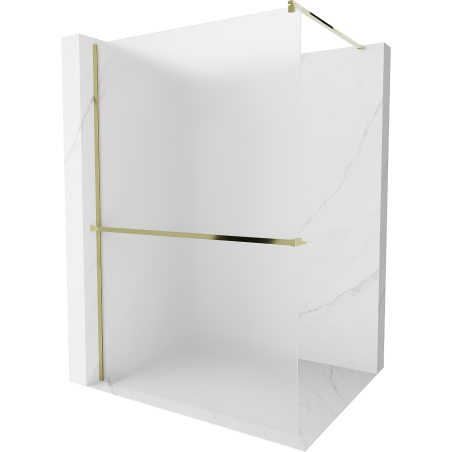 Mexen Kioto+ shower wall with shelf Walk-in 120 x 200 cm, frost, gold - 800-120-121-50-30
