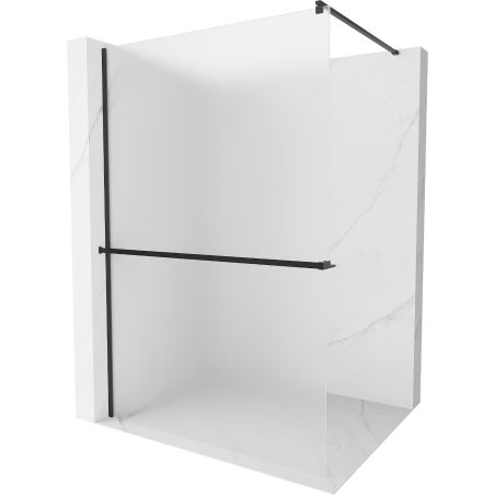 Mexen Kioto+ Walk-in Shower Wall with Shelf 100 x 200 cm, Frosted, Black - 800-100-121-70-30