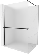 Mexen Kioto+ shower screen with a shelf and rail 100 x 200 cm, Frosted 8 mm, Black - 800-100-121-70-30