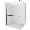 Mexen Kioto+ shower screen with a shelf and rail 110 x 200 cm, Frosted 8 mm, Black - 800-110-121-70-30