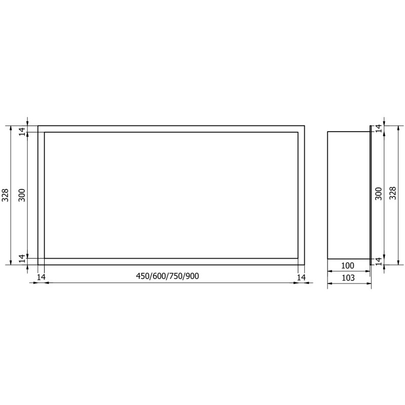 Mexen X-Wall-R niche shelf with flange 75 x 30 cm, gun gray brushed - 19E0753010
