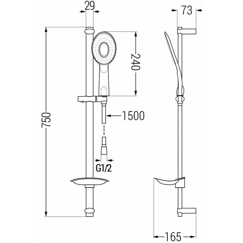 Mexen DB73 sliding shower set, black - 785734584-70