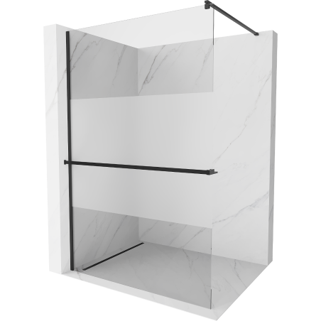 Mexen Kioto+ shower screen with a shelf and rail 80 x 200 cm, Transparent/Frosted 8 mm, Black - 800-080-121-70-35