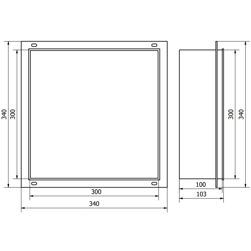 Mexen X-Wall-NR recess shelf without flange 30 x 30 cm, brushed gun gray - 19E1303010