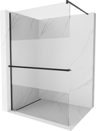 Mexen Kioto+ shower screen with a shelf and rail 100 x 200 cm, Transparent/Frosted 8 mm, Black - 800-100-121-70-35