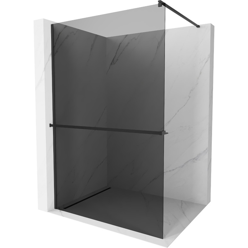 Mexen Kioto+ shower screen with shelf Walk-in 90 x 200 cm, graphite, black - 800-090-121-70-40