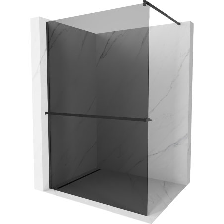 Mexen Kioto+ shower wall with shelf Walk-in 90 x 200 cm, graphite, black - 800-090-121-70-40