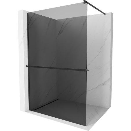 Mexen Kioto+ shower wall with Walk-in shelf 90 x 200 cm, graphite, black - 800-090-121-70-40