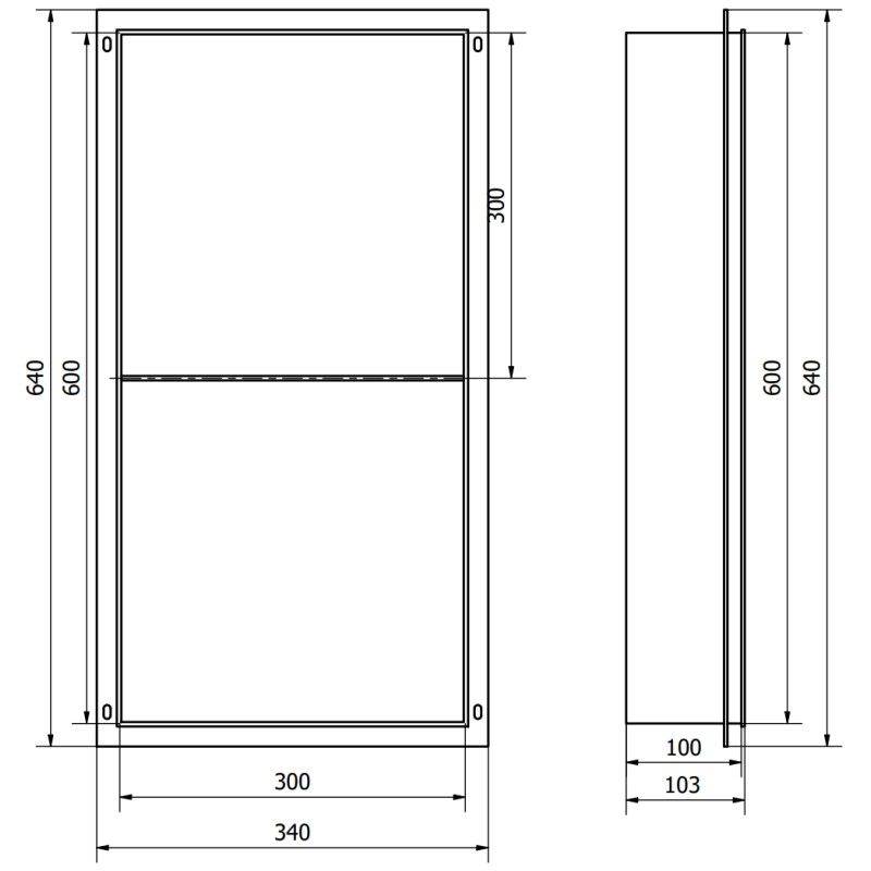 Mexen X-Wall-NR recessed shelf without flange with a shelf 60 x 30 cm, brushed gun gray - 19E1603010S