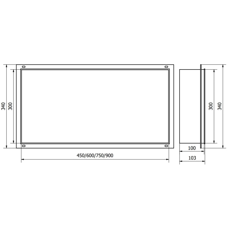 Mexen X-Wall-NR recessed shelf without flange 90 x 30 cm, brushed copper - 19C1903010