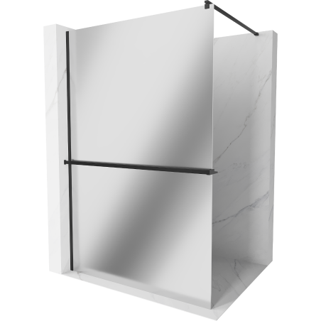 Mexen Kioto+ shower wall with shelf Walk-in 100 x 200 cm, mirror, black - 800-100-121-70-50