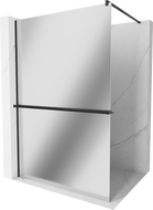 Mexen Kioto+ shower screen with a shelf and rail 100 x 200 cm, Mirror 8 mm, Black - 800-100-121-70-50
