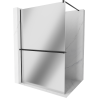 Mexen Kioto+ shower wall with Walk-in shelf 120 x 200 cm, mirror, black - 800-120-121-70-50