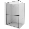 Mexen Kioto+ shower screen with a shelf and rail 80 x 200 cm, Transparent/Black pattern 8 mm, Black - 800-080-121-70-70