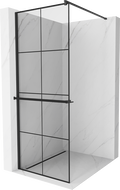 Mexen Kioto+ shower screen with a shelf and rail 80 x 200 cm, Transparent/Black pattern 8 mm, Black - 800-080-121-70-77