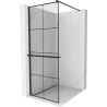 Mexen Kioto+ shower screen with a shelf and rail 90 x 200 cm, Transparent/Black pattern 8 mm, Black - 800-090-121-70-77