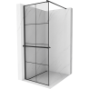 Mexen Kioto+ Walk-in Shower Wall with Shelf 90 x 200 cm, Black Grid, Black - 800-090-121-70-77