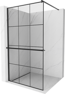 Mexen Kioto+ shower screen with a shelf and rail 100 x 200 cm, Transparent/Black pattern 8 mm, Black - 800-100-121-70-77