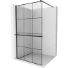 Mexen Kioto+ shower screen with a shelf and rail 110 x 200 cm, Transparent/Black pattern 8 mm, Black - 800-110-121-70-77