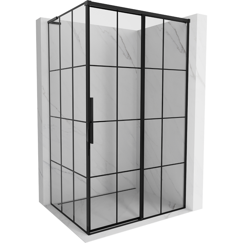 Mexen Rox L right sliding shower cabin 90 x 85 cm, black grid, black - 8C2L-090-085-70-77-P