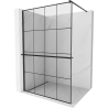Mexen Kioto+ shower screen with a shelf and rail 130 x 200 cm, Transparent/Black pattern 8 mm, Black - 800-130-121-70-77