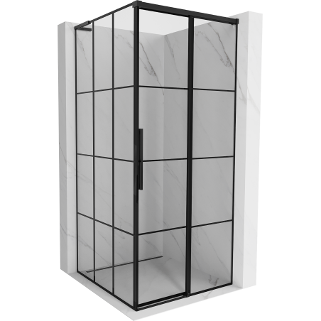 Mexen Rox L shower enclosure sliding right 100 x 100 cm, black grid, black - 8C2L-100-100-70-77-P