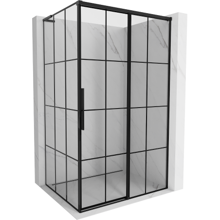 Mexen Rox L Sliding Shower Enclosure Right 115 x 100 cm, Black Grid, Black - 8C2L-115-100-70-77-P