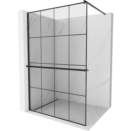 Mexen Kioto+ shower screen with shelf Walk-in 140 x 200 cm, black grid, black - 800-140-121-70-77