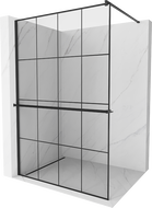 Mexen Kioto+ shower screen with a shelf and rail 140 x 200 cm, Transparent/Black pattern 8 mm, Black - 800-140-121-70-77