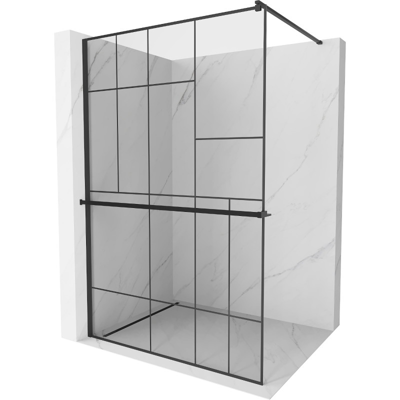 Mexen Kioto+ shower wall with shelf Walk-in 70 x 200 cm, black pattern, black - 800-070-121-70-78