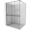 Mexen Kioto+ shower screen with a shelf and rail 100 x 200 cm, Transparent/Black pattern 8 mm, Black - 800-100-121-70-78