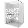Mexen Kioto+ Walk-in Shower Wall with Shelf 110 x 200 cm, White Pattern, Black - 800-110-121-70-85