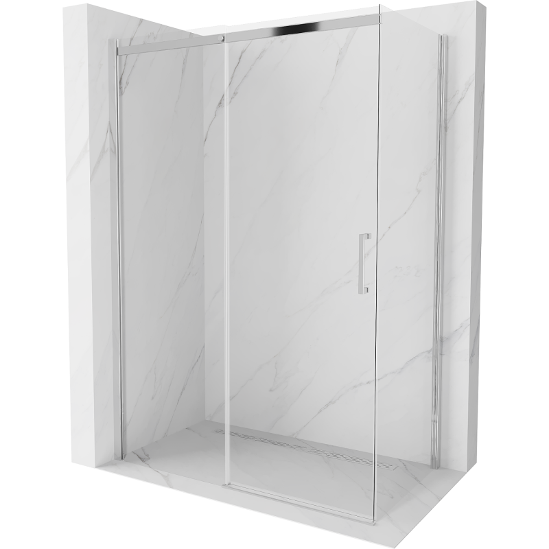 Mexen Omega extendable shower cubicle 140 x 80 cm, Transparent, Chrome - 825-140-080-01-00