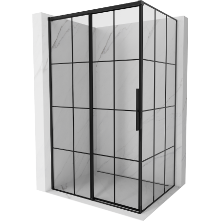Mexen Rox sliding shower cabin left 155 x 80 cm, black grid, black - 8C2-155-080-70-77-L