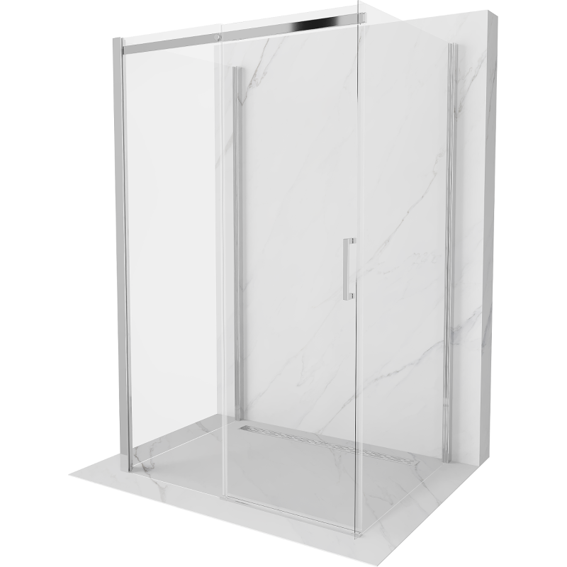 Mexen Omega shower cabin 3-sided, sliding 100 x 80 cm, transparent, chrome - 825-100-080-01-00-3S