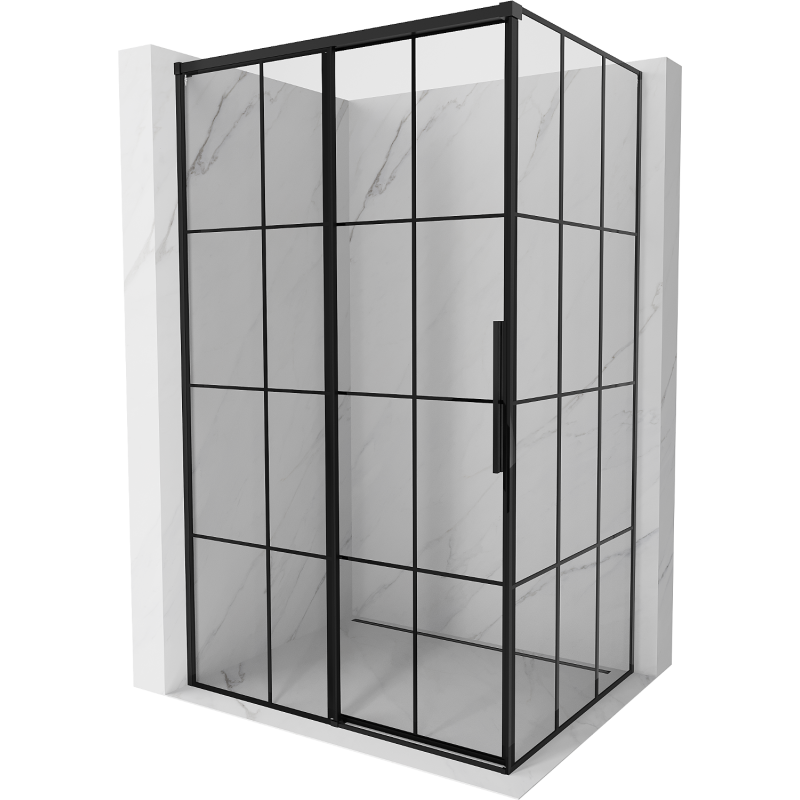 Mexen Rox sliding shower cabin left 100 x 85 cm, black grid, black - 8C2-100-085-70-77-L