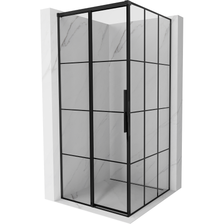 Mexen Rox shower enclosure sliding left 90 x 90 cm, black grid, black - 8C2-090-090-70-77-L