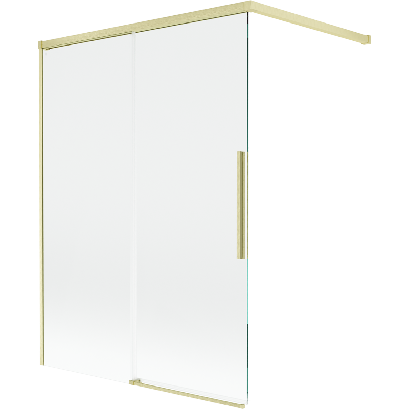 Mexen Rox 2-wing Sliding Bath Screen 120 x 150 cm, Transparent, Brushed Gold - 8C9-120-003-55-00